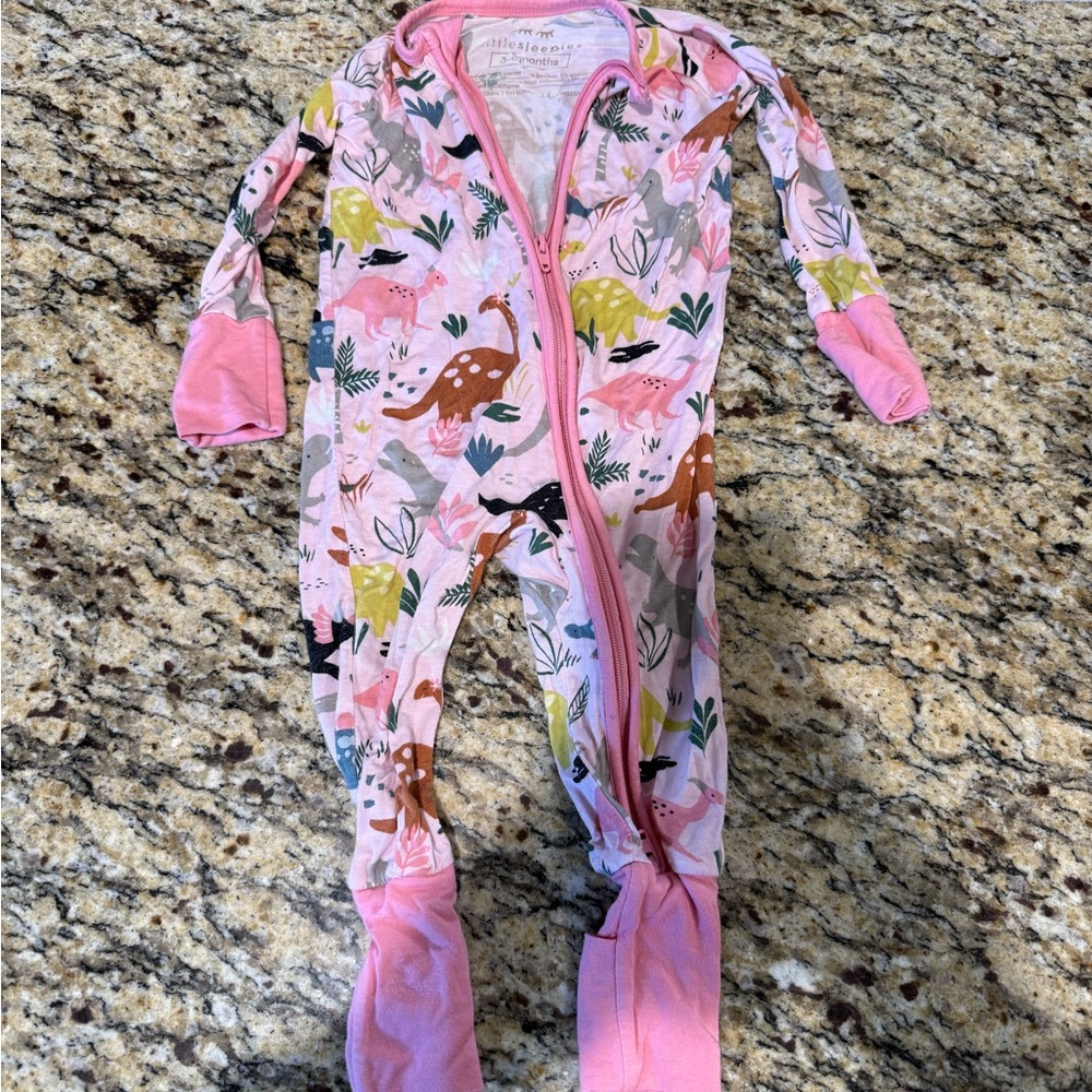 Little Sleepies Multicolor Animal Print Kids Footie - 3-6m